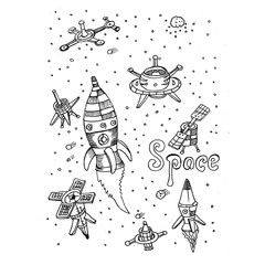 space, doodle vector