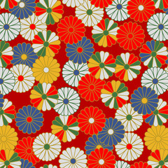 Japanese Red And Gold Floral Pattern