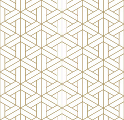 Seamless japanese pattern shoji kumiko in golden.Fine lines.