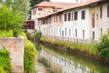 Fototapeta na wymiar Naviglio river through Gorgonzola city