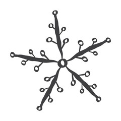 Scandinavian handdraw snowflakes sign. Winter design element Vector illustration. Black snowflake icon isolated on white background. Snow flake silhouettes. Symbol of snow, holiday, cold weather