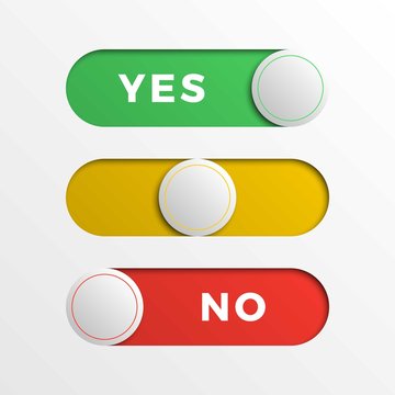 red, yellow, green switch interface round buttons. 3d realistic yes-no slider. easy to edit and costomize vector illustration. eps10