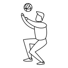 young man playing volleyball