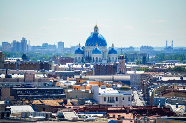 Fototapeta na wymiar Russia. Saint-Petersburg. Blue with gold stars of the dome of Trinity Cathedral