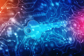 Safety concept: Key icon on digital background, Security Concept background