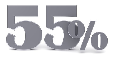 percent sign percentage interest rate 3d symbol 55 % sale discount
