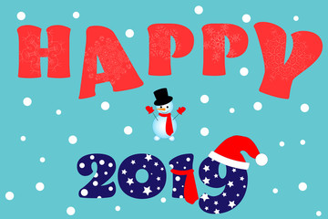 Happy 2019. Vector illustration EPS10.