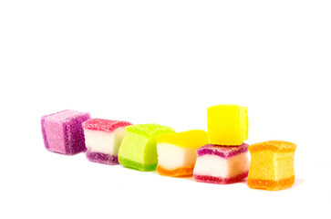 Marshmallow mixed jelly gelatin finished,on the White Blackground.