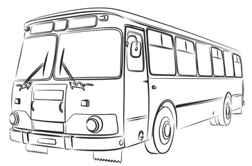Sketch of big old bus.