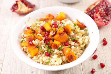 quinoa salad with pumpkin and pomegranate