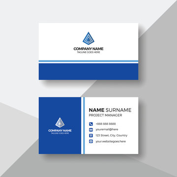 Simple and clean business card with blue details