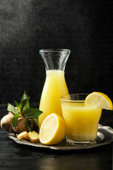 Lemonade with lemon, ginger and mint