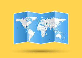 world map paper geography icon vector illustration design