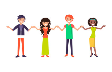 Fototapeta premium Cheerful People with Wide Open Arms Greet Everyone