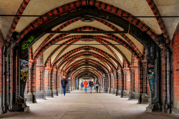 away below a bridge in berlin - oberbaumbridge