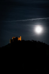 Full moon over Najac Fortress, France
