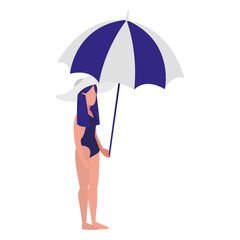 young woman with swimsuit and umbrella