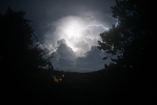 Lightning in night sky