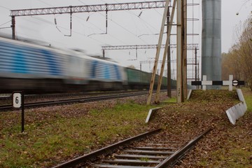 railway dead end and moving train