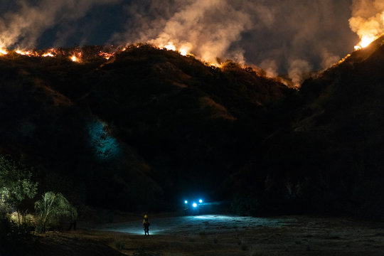 Fire at La Tuna Canyon, Burbank, California, USA
