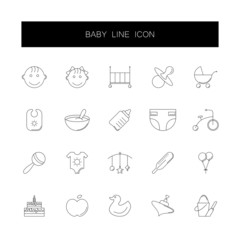 Line icons set. Baby pack. Vector illustration	