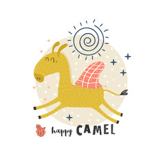 Vector background with cute camel