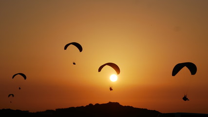 Paraglider x5 Silhouette at sunset