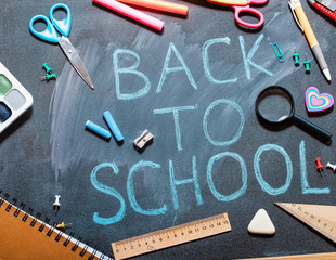 Blackboard. Pencils. Back to school