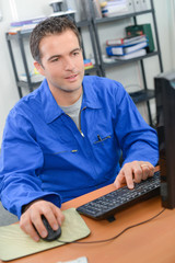 Employee using a computer