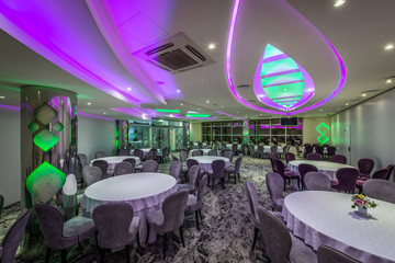 Ceremonial hall with beautiful ceiling with LED lighting