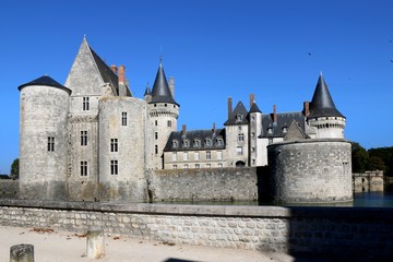 Fototapeta na wymiar Chateau de Sully-sur-Loire, france, castle, architecture, Loire Valley, stone, Tower, park, landmark, history, palace, historic,