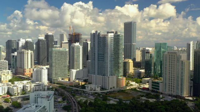 Brickell skyline cityscape Miami aerial footage