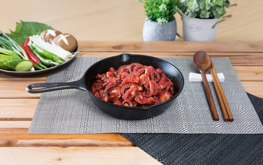 jukkumi bokkeum is korea traditional webfoot octopus with vegetable stir fry