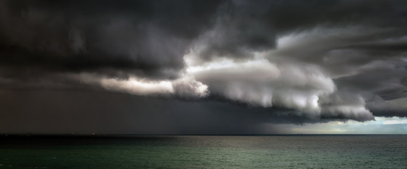 panorama of stormy clouds on the sea