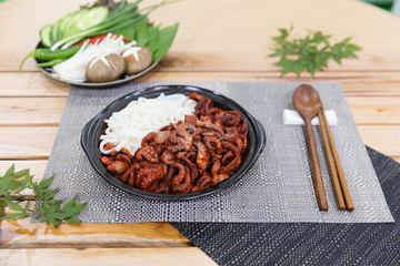 jukkumi bokkeum is korea traditional webfoot octopus with vegetable stir fry