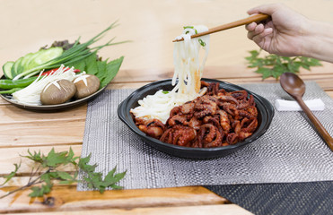 jukkumi bokkeum is korea traditional webfoot octopus with vegetable stir fry