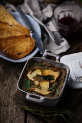 Chicken liver and mushroom pate. rustic style