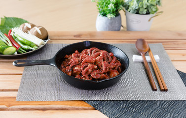 jukkumi bokkeum is korea traditional webfoot octopus with vegetable stir fry