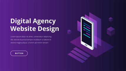 Technology web design concept. Isometric vector illustration.
