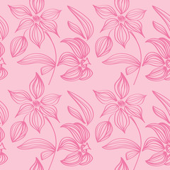 Fototapeta na wymiar floral seamless pattern with flowers and leaves