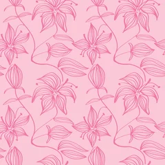 Fototapeten floral seamless pattern with flowers and leaves © Mykyta
