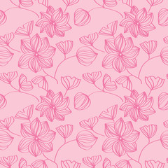 floral seamless pattern with flowers and leaves