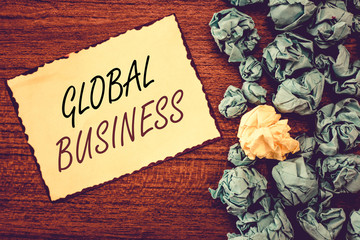 Word writing text Global Business. Business concept for Trade and business system a company doing across the world. - obrazy, fototapety, plakaty