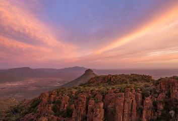 Colorful sunset in Camdeboo National Park