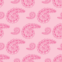 Abstract seamless pattern with indian cucumber, paisley