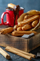 Churros with hot chocolate.