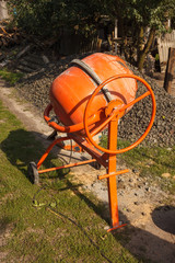 Concrete mixer on the construction site