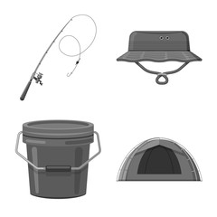 Isolated object of fish and fishing symbol. Collection of fish and equipment stock symbol for web.