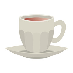 cup of coffee with plate isolated icon