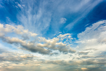 colorful dramatic sky with cloud at sunset.